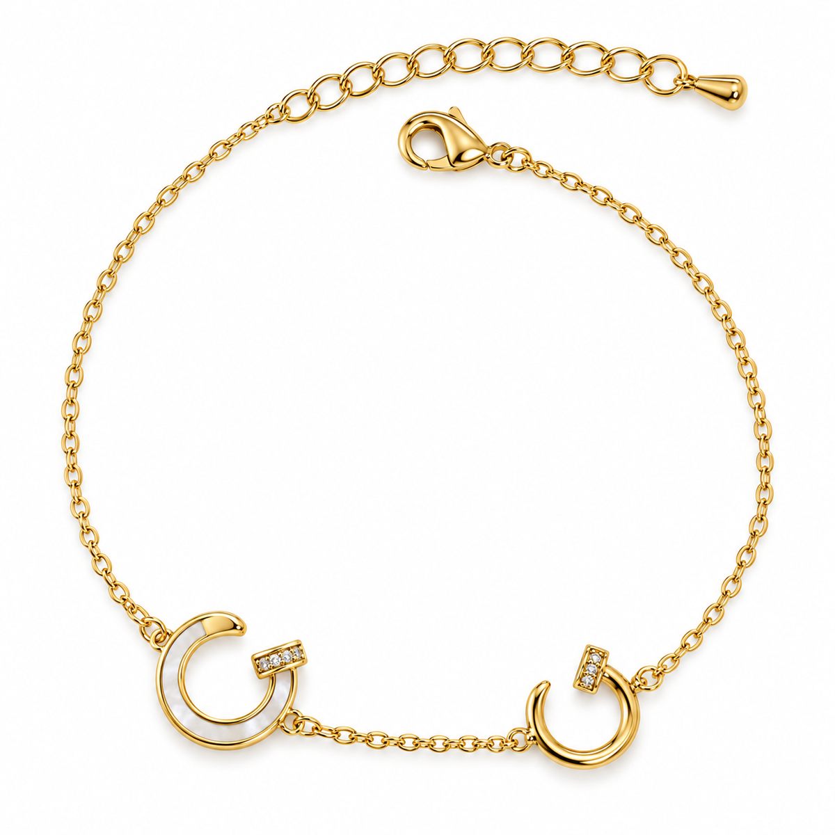 White Enamel Double Circle Bracelet