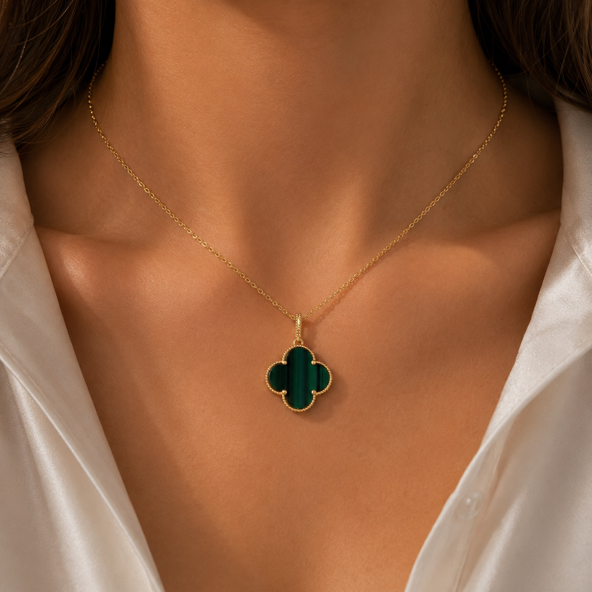 Clover Pendant Necklace – 18K Gold-Plated(45cm)