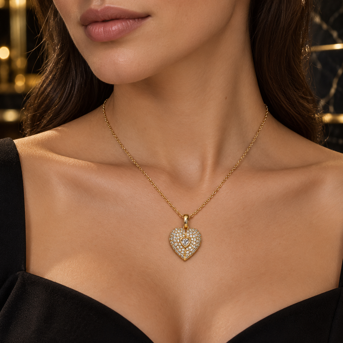 Angelic Heart Duo Necklace-open and close