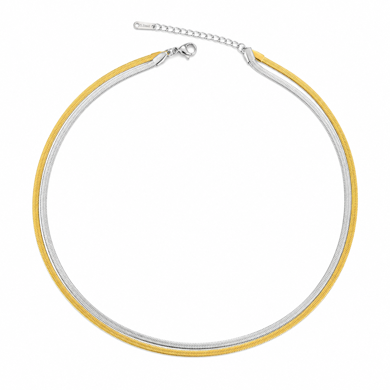 Double Snake Chain Necklace(gold & silver)-Stainless steel
