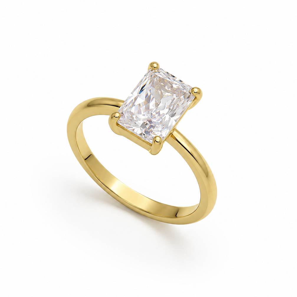 Radiant Rectangular cut Solitaire Ring