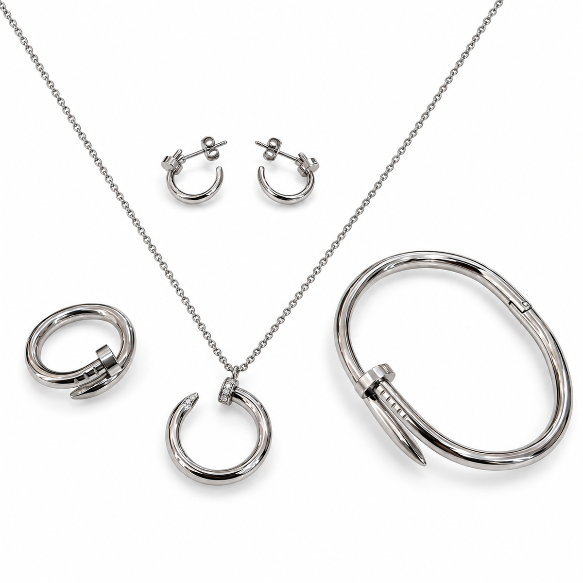 Pin and clue Sleek Rebel – Silver color Nail Loop Set