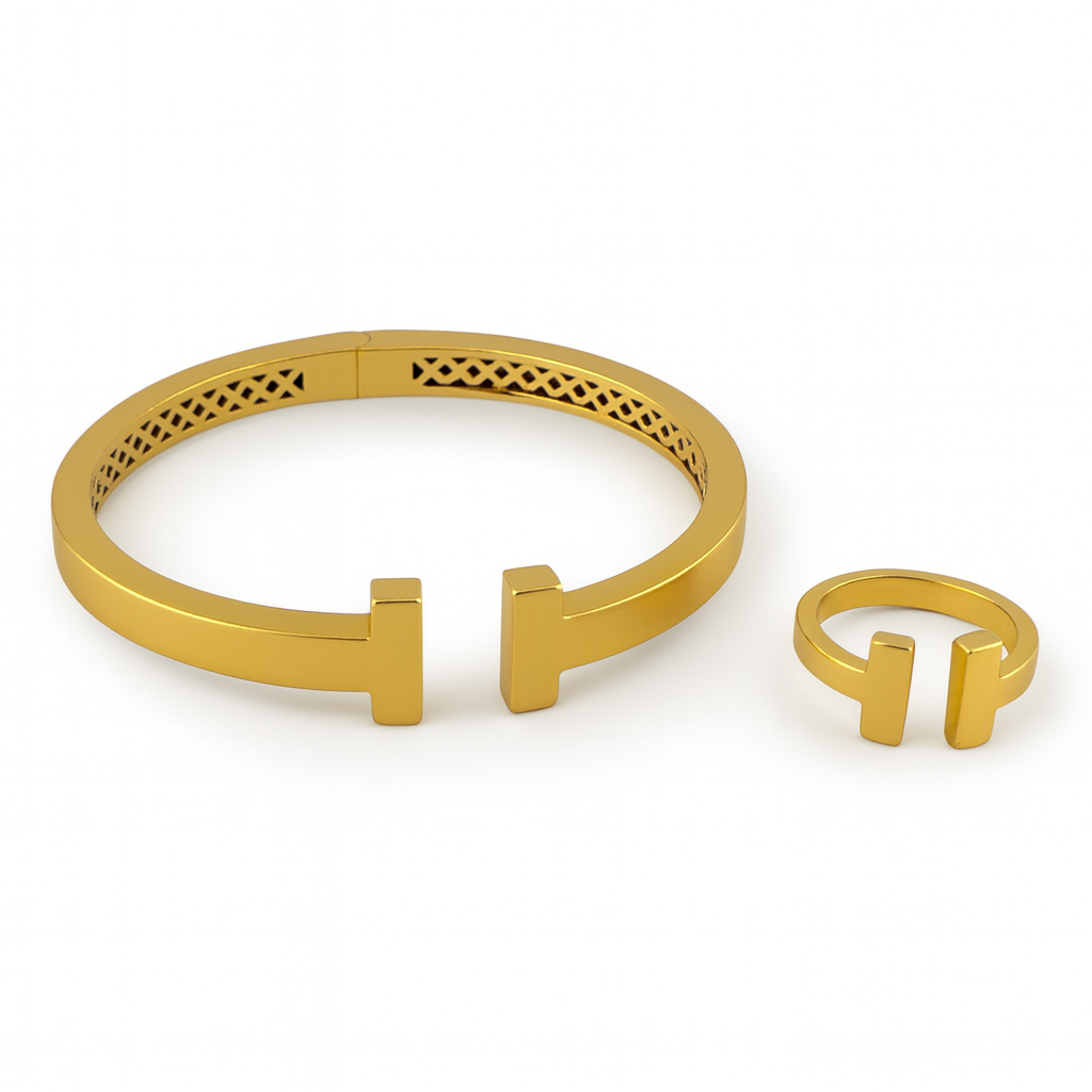 thick tiffany bangle & Ring Set