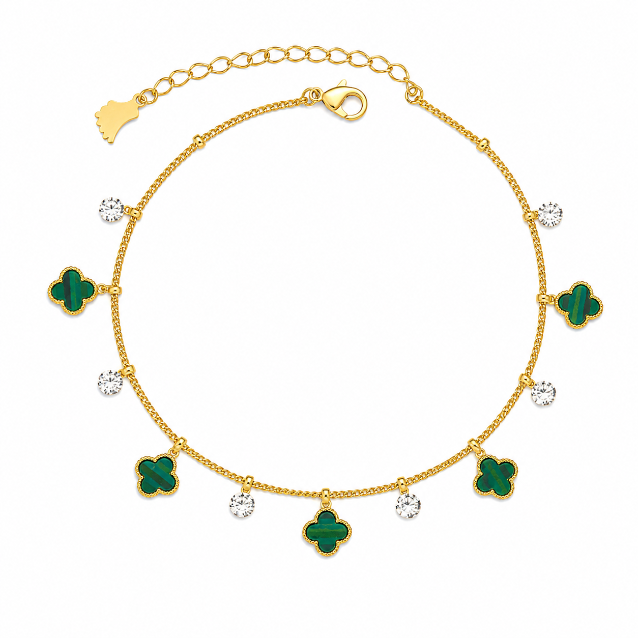Vancleef Clover Charm Anklet – Delicate Sparkle Edition ✨