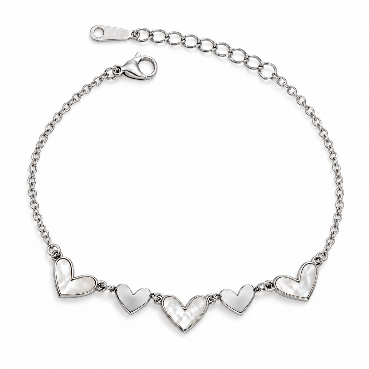 S.steel Pearly Heart Chain Bracelet