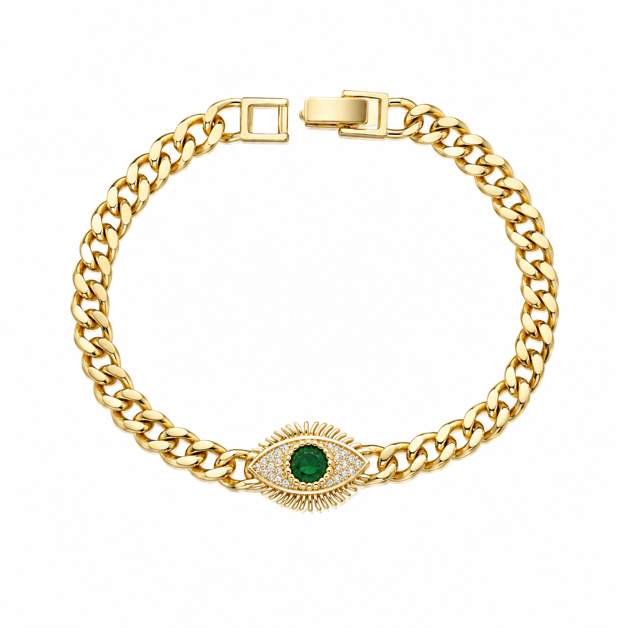 Gold Green Stone Evil Eye Bracelet â¨