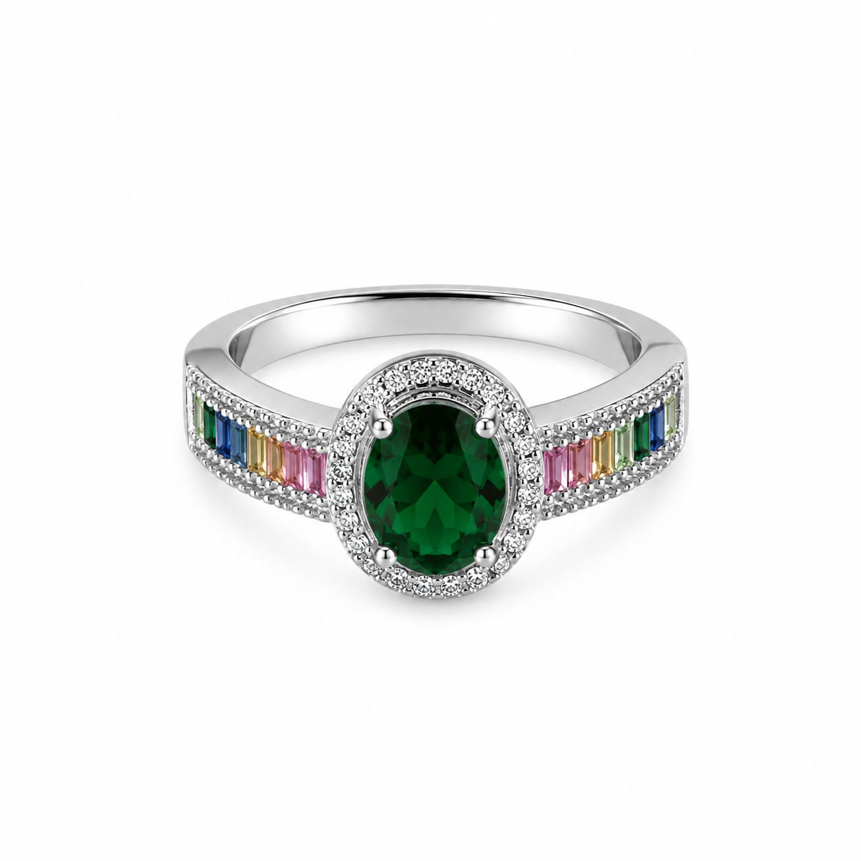 Rainbow Halo Ring