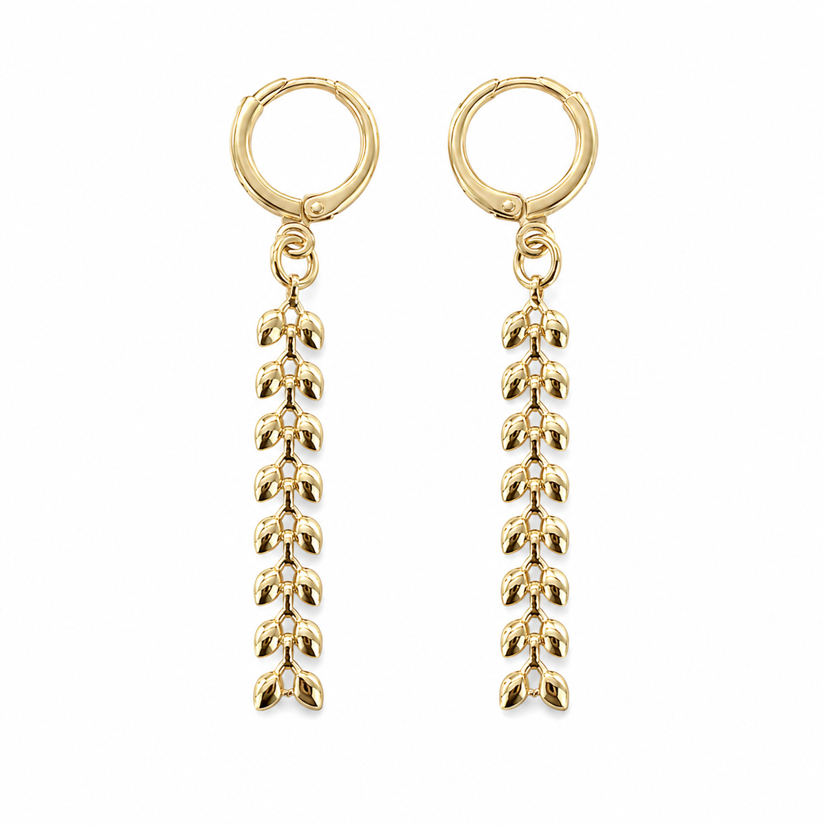 Wheat Gold Leaf Drop Earrings