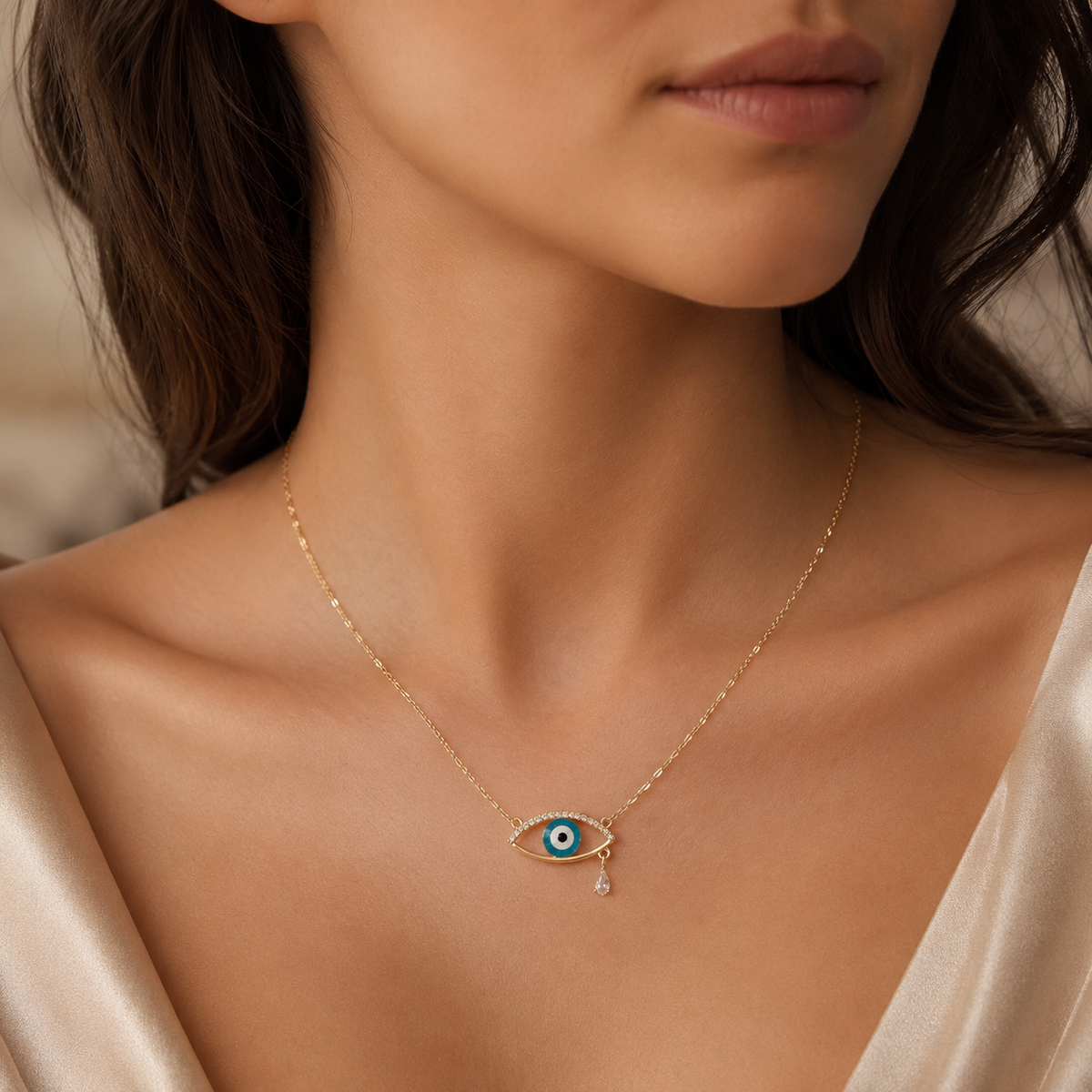 Tear of Protection Necklace – Gold Evil Eye Charm