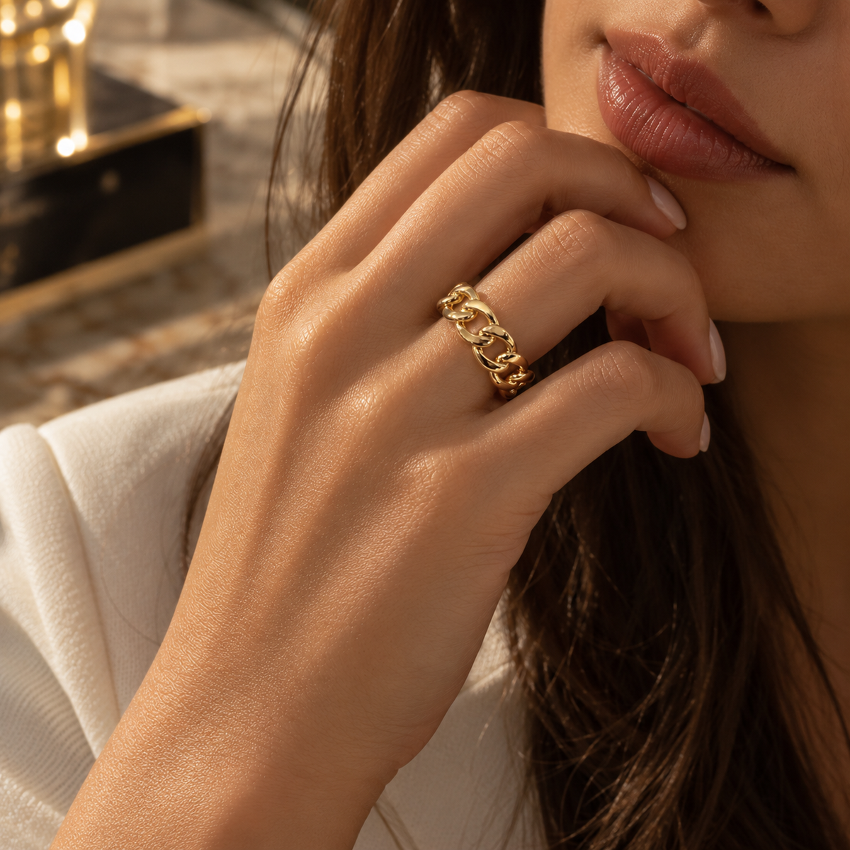 Bold wedding Chain Link Ring – Gold