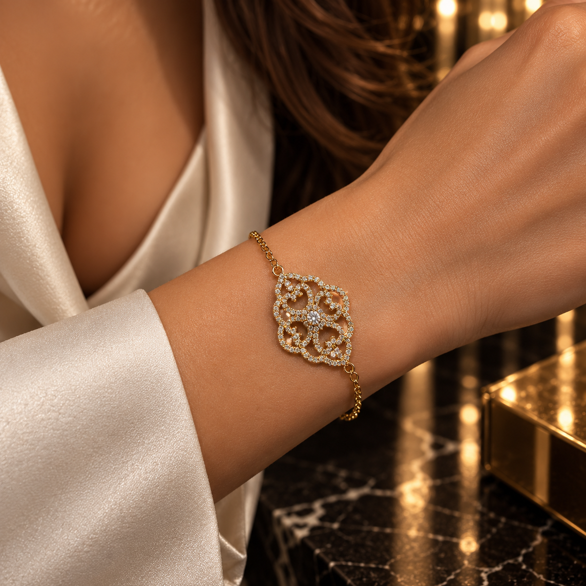 Golden Filigree Bloom Bracelet