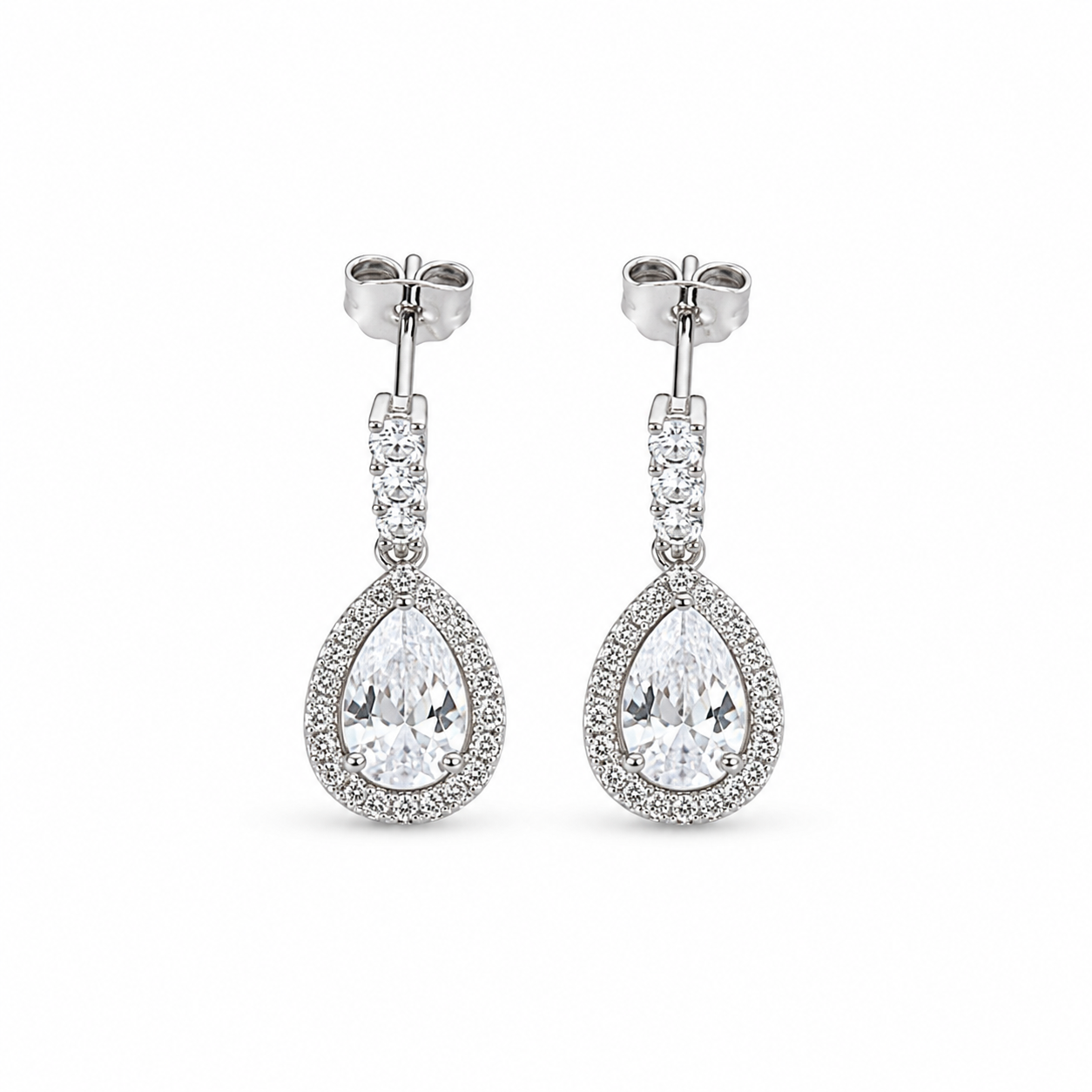 Teardrop Crystal Halo Earrings – Timeless Elegance ✨