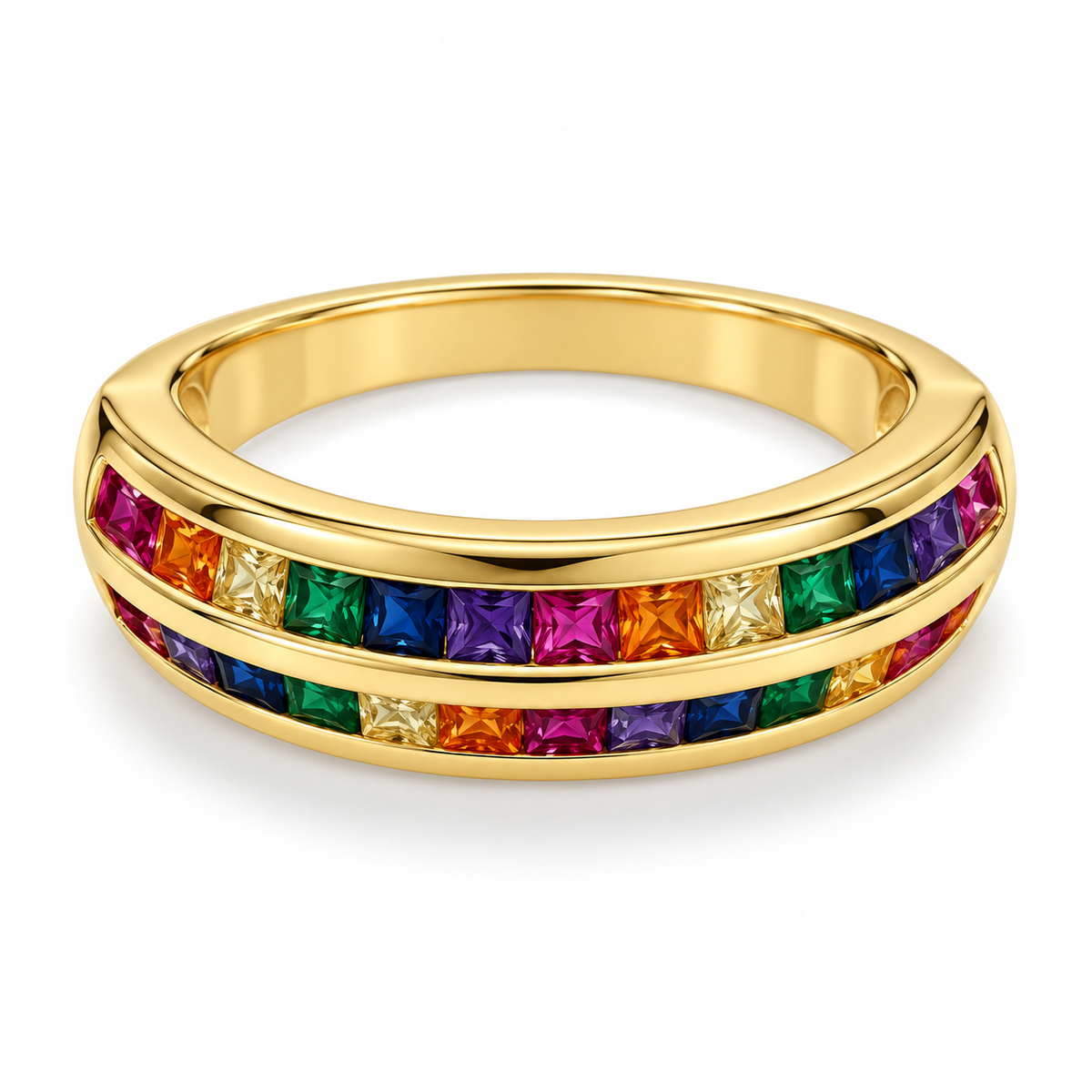 Rainbow Stack Band Ring