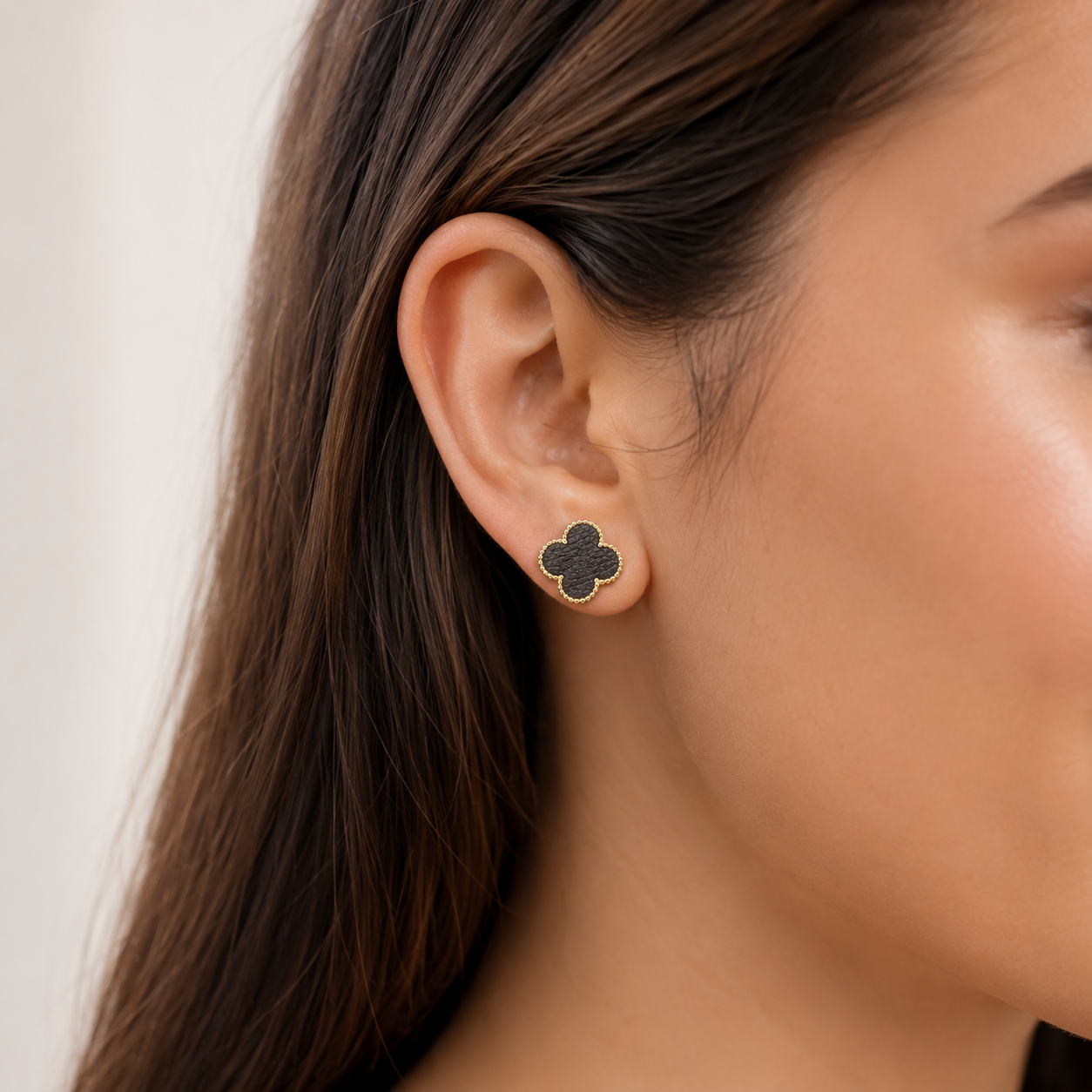 Leather Clover Earrings