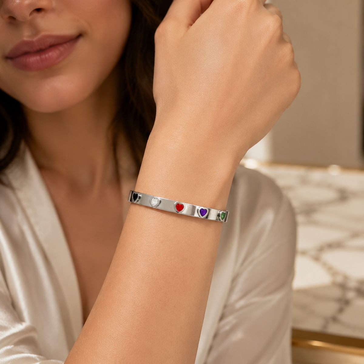 Rainbow Heart Bangle