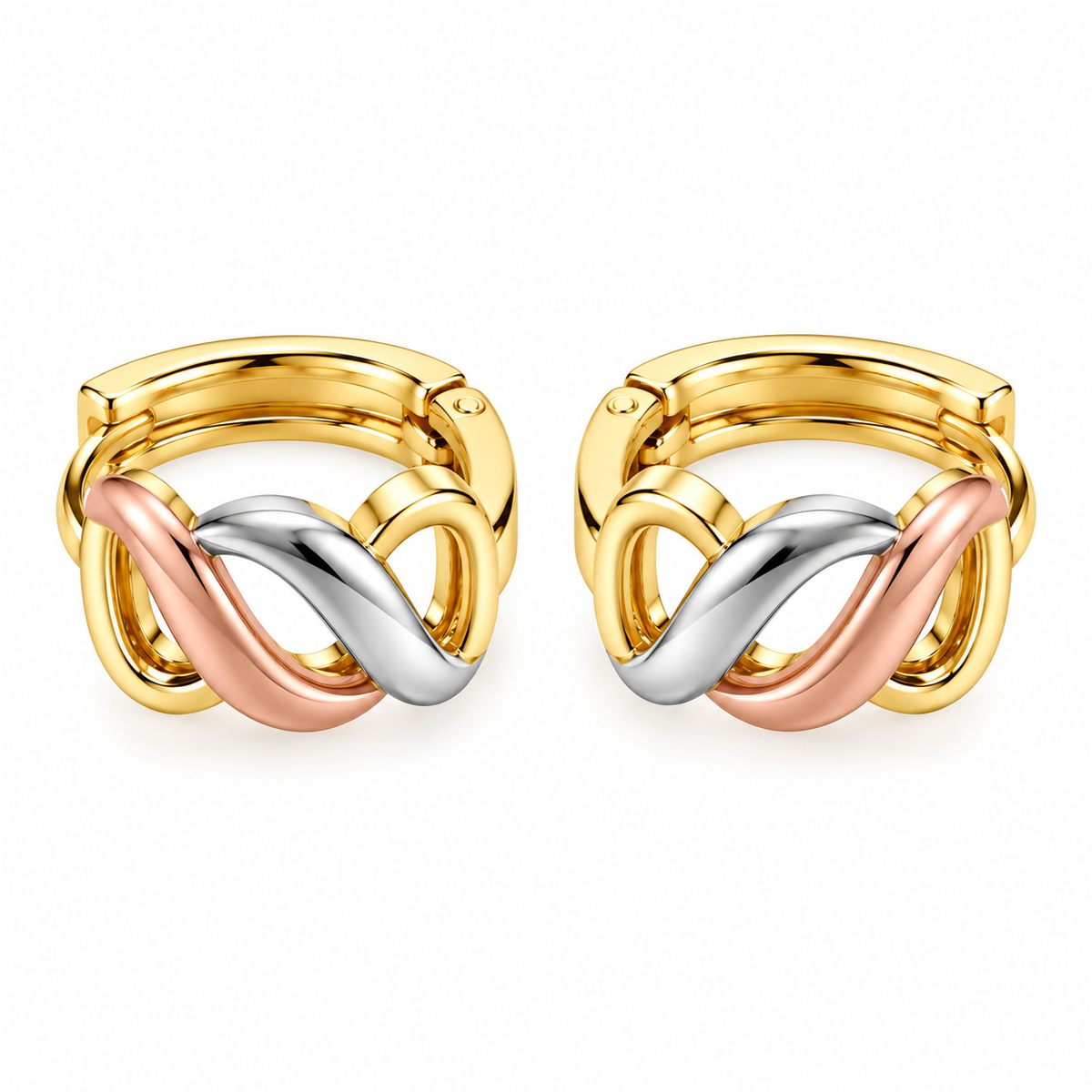 Three-Tone Infinity Hoop Earrings