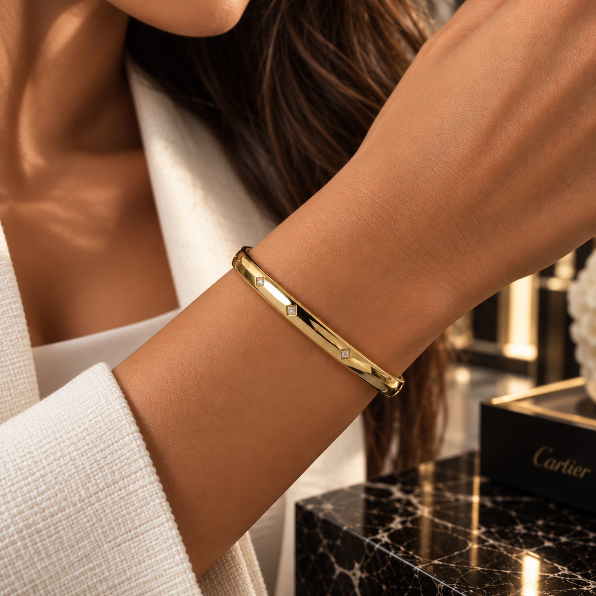 Golden Minimal Spark Bangle