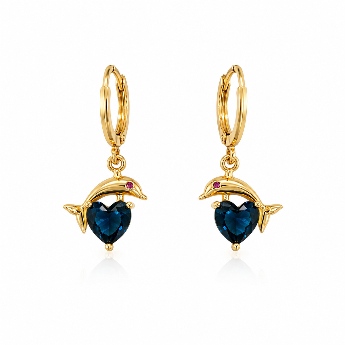 Dolphin Heart Drop Earrings | Poshewix – view 5