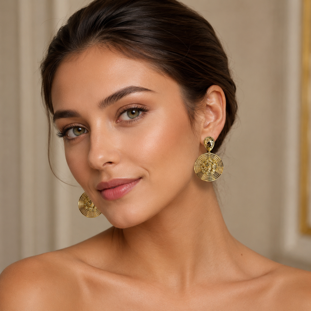 Summer-Hat Circle Drop Earrings