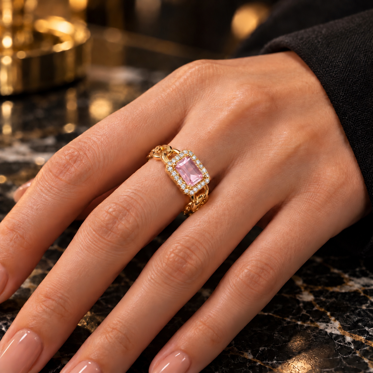 Royal Chain Gem Ring – Multiple Colors