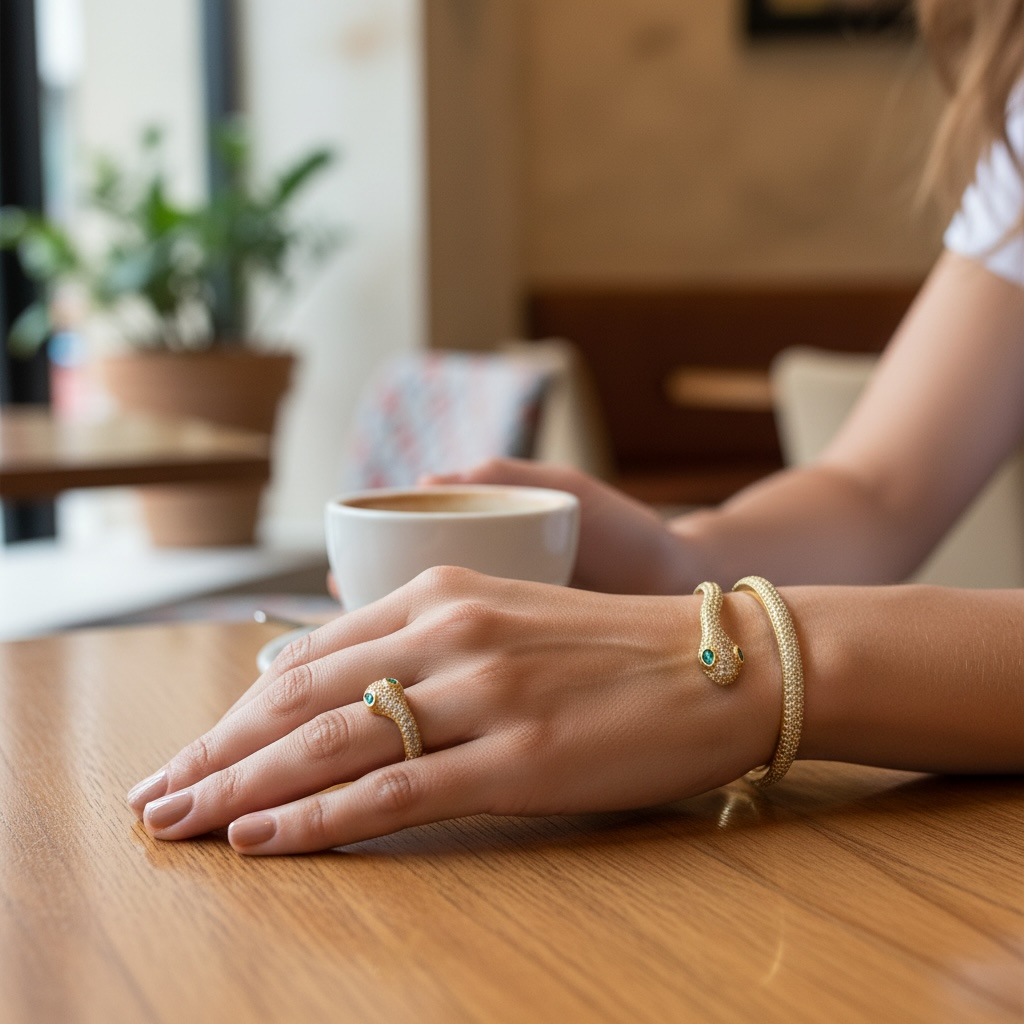Serpent Snake Majesty Bracelet & Ring Set