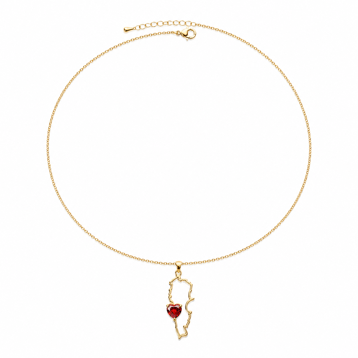 Lebanese Green Heart Map Necklace