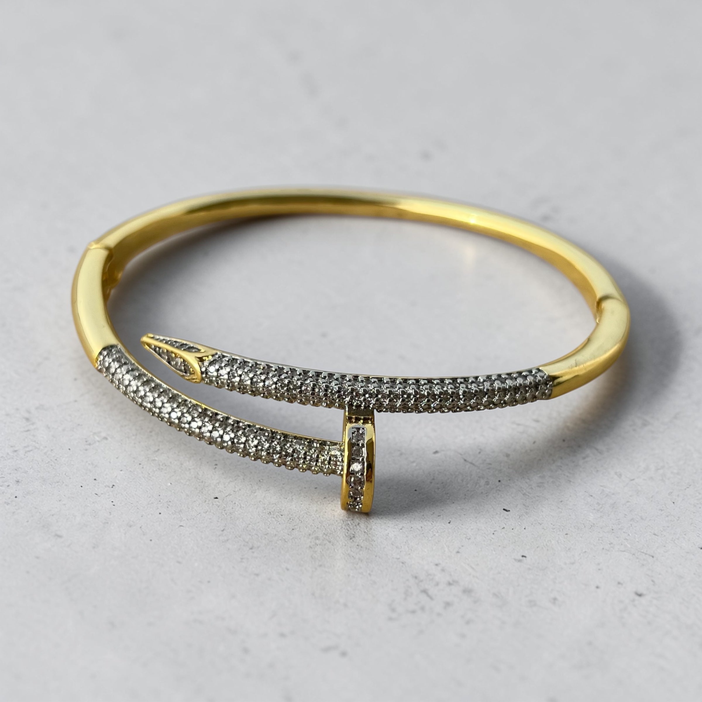 Nail-Inspired Crystal Bangle – Edgy Elegance