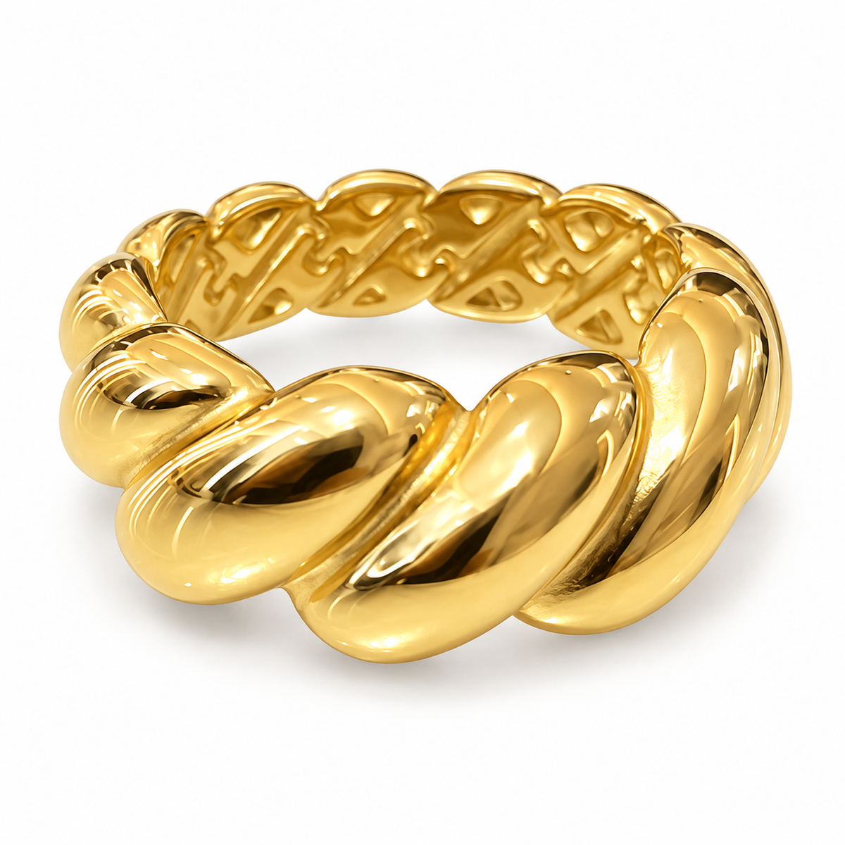 S.steel Bold Twist Gold Ring – Iconic Elegance