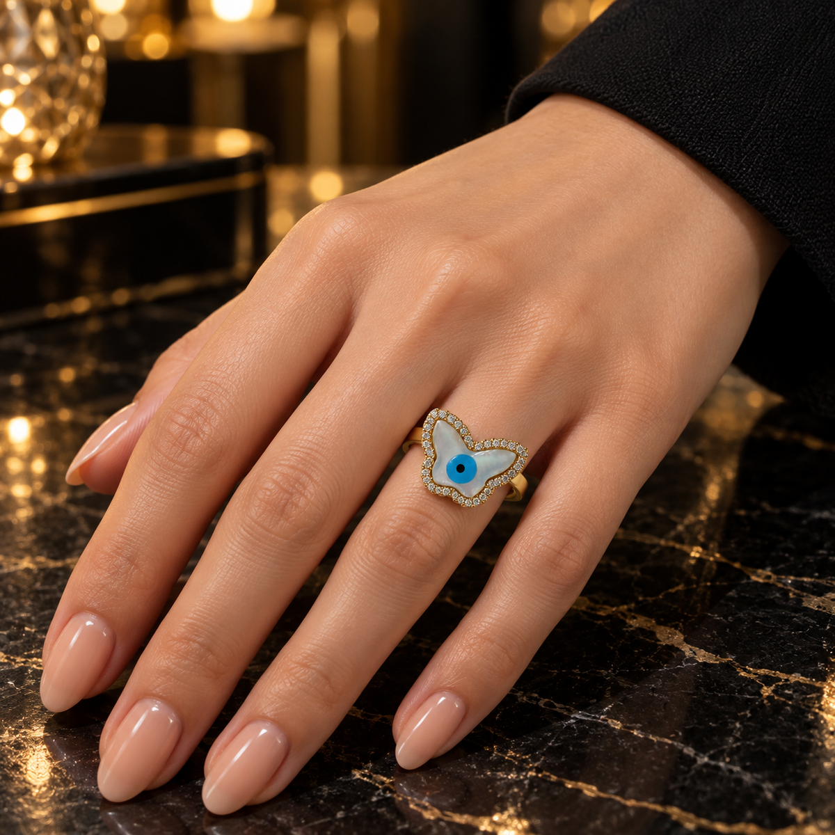 Butterfly Evil Eye Ring(Free size)