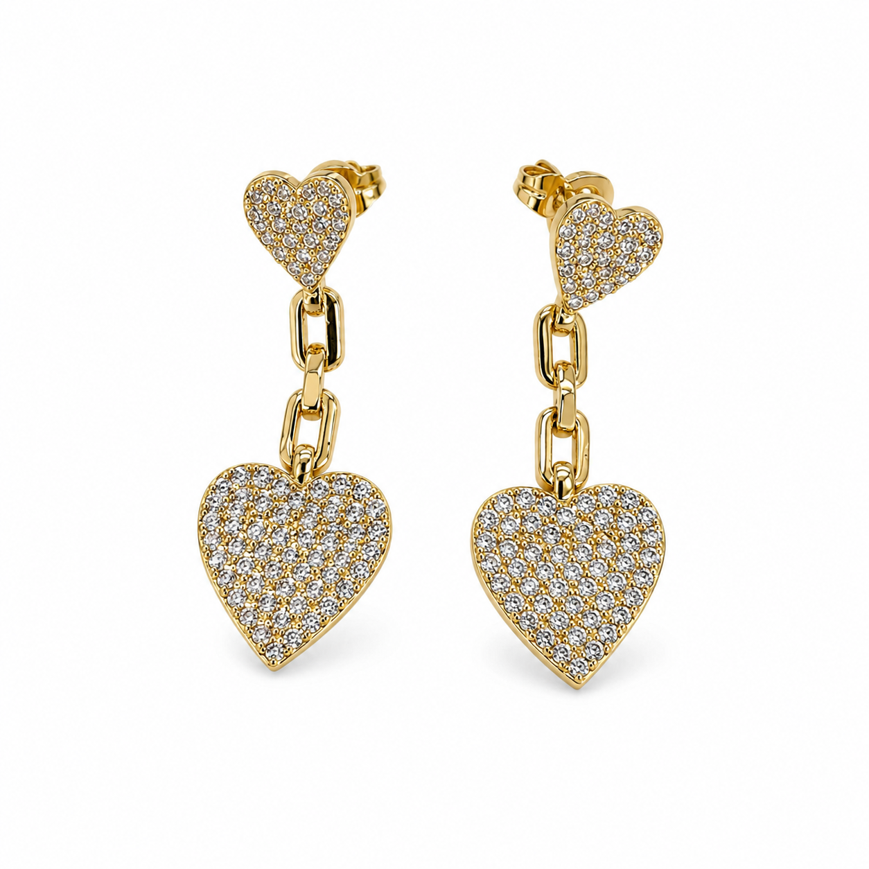 Double Heart Link Earrings