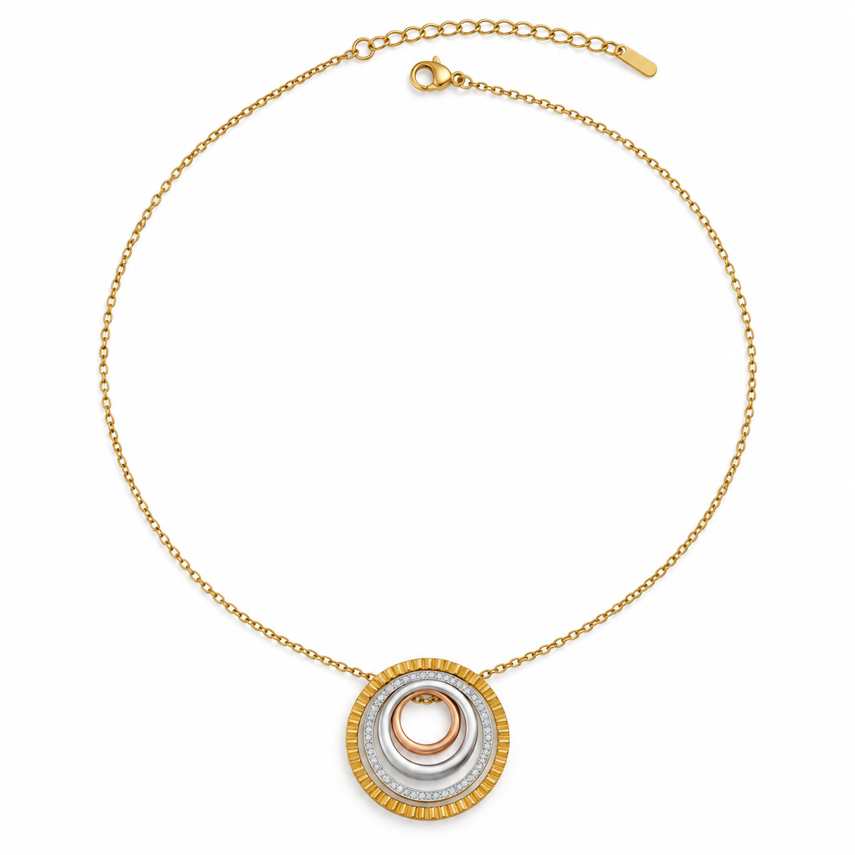 Triple Harmony Circle Necklace