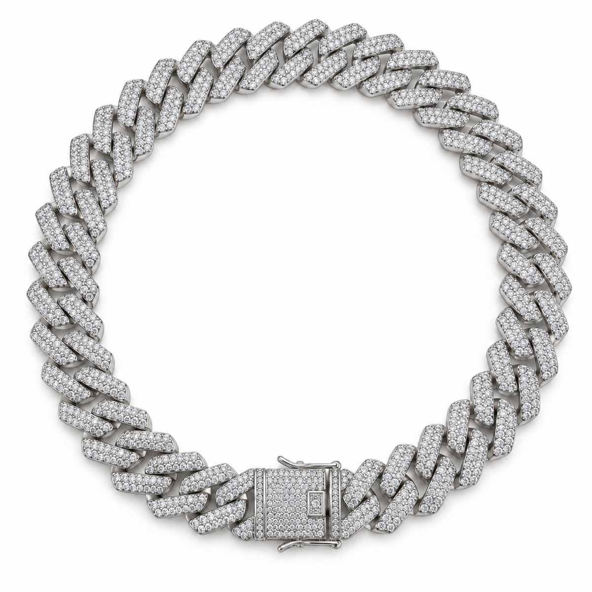 Brass Iced cuban chain necklace(2cm wide)