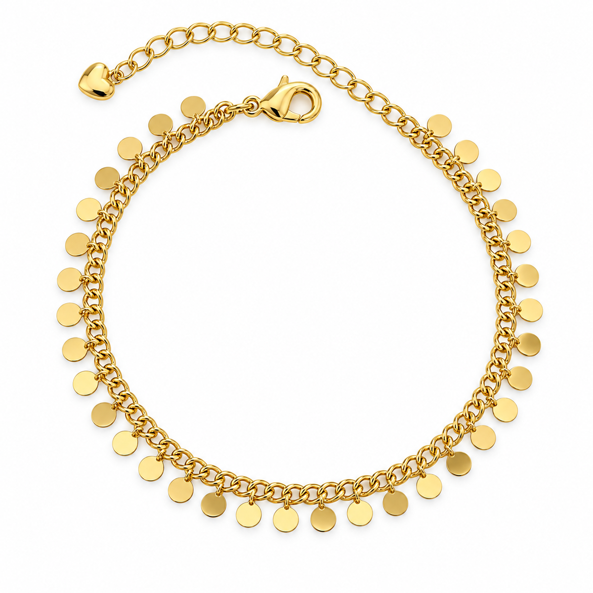 Gold Disc Charm Bracelet