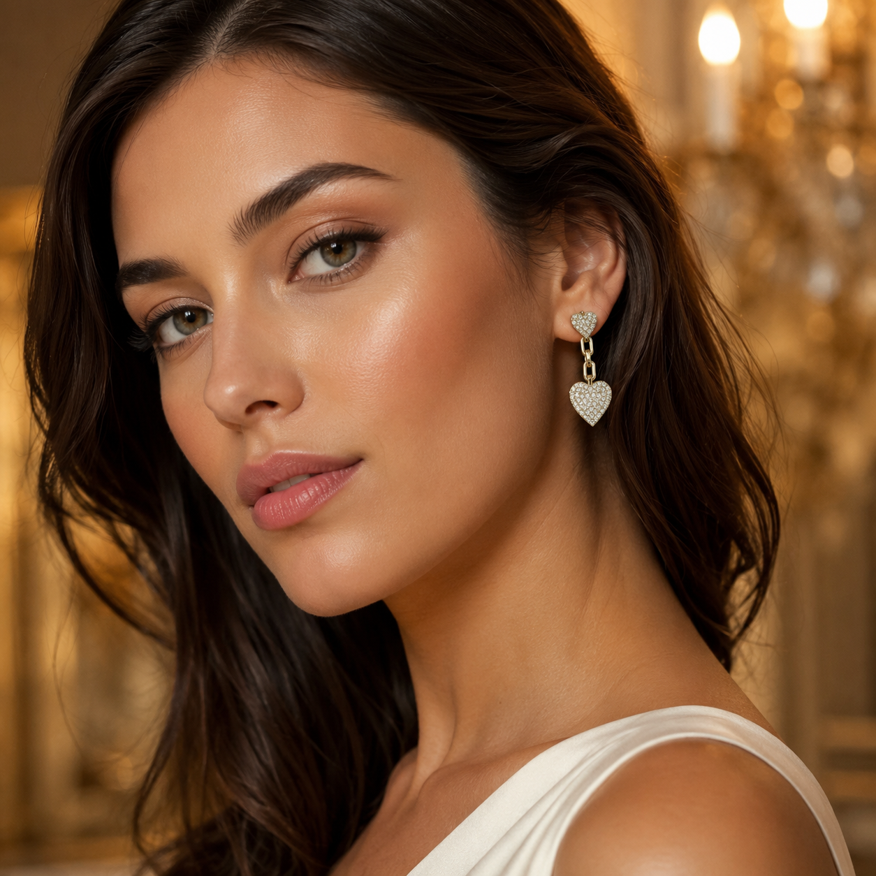 Double Heart Link Earrings