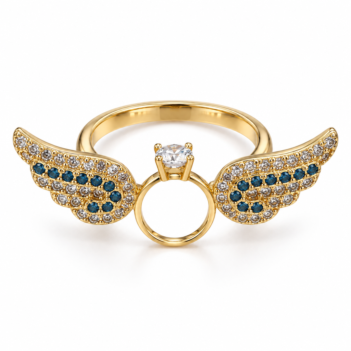 Golden Winged Halo Ring – Gold and silver