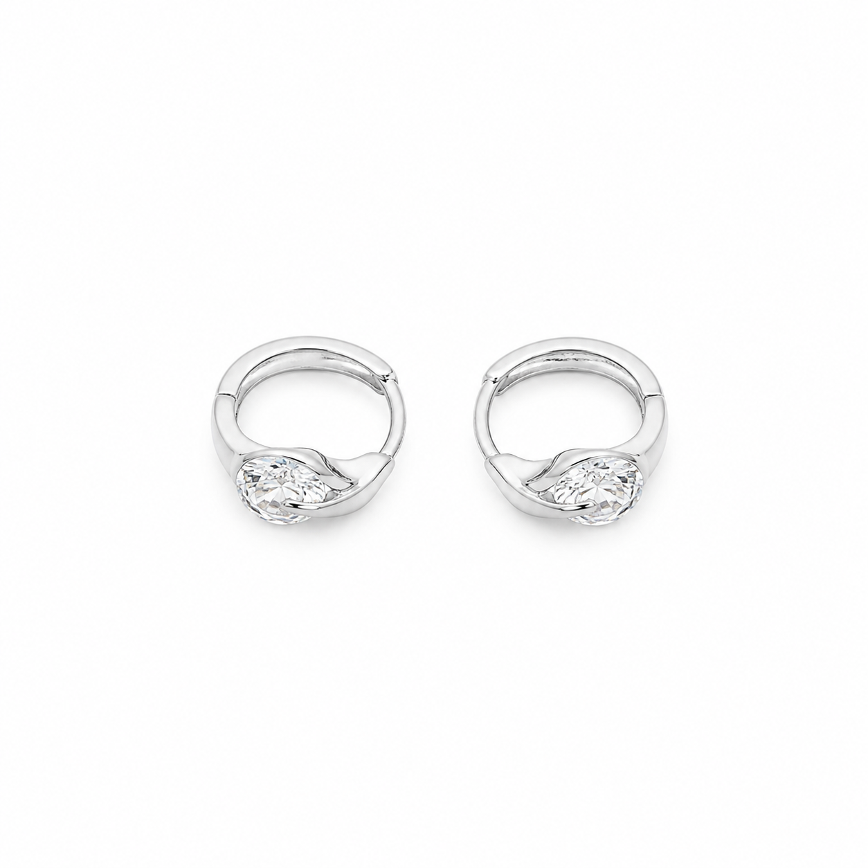 Crystal Glow Silver color Hoops earrings