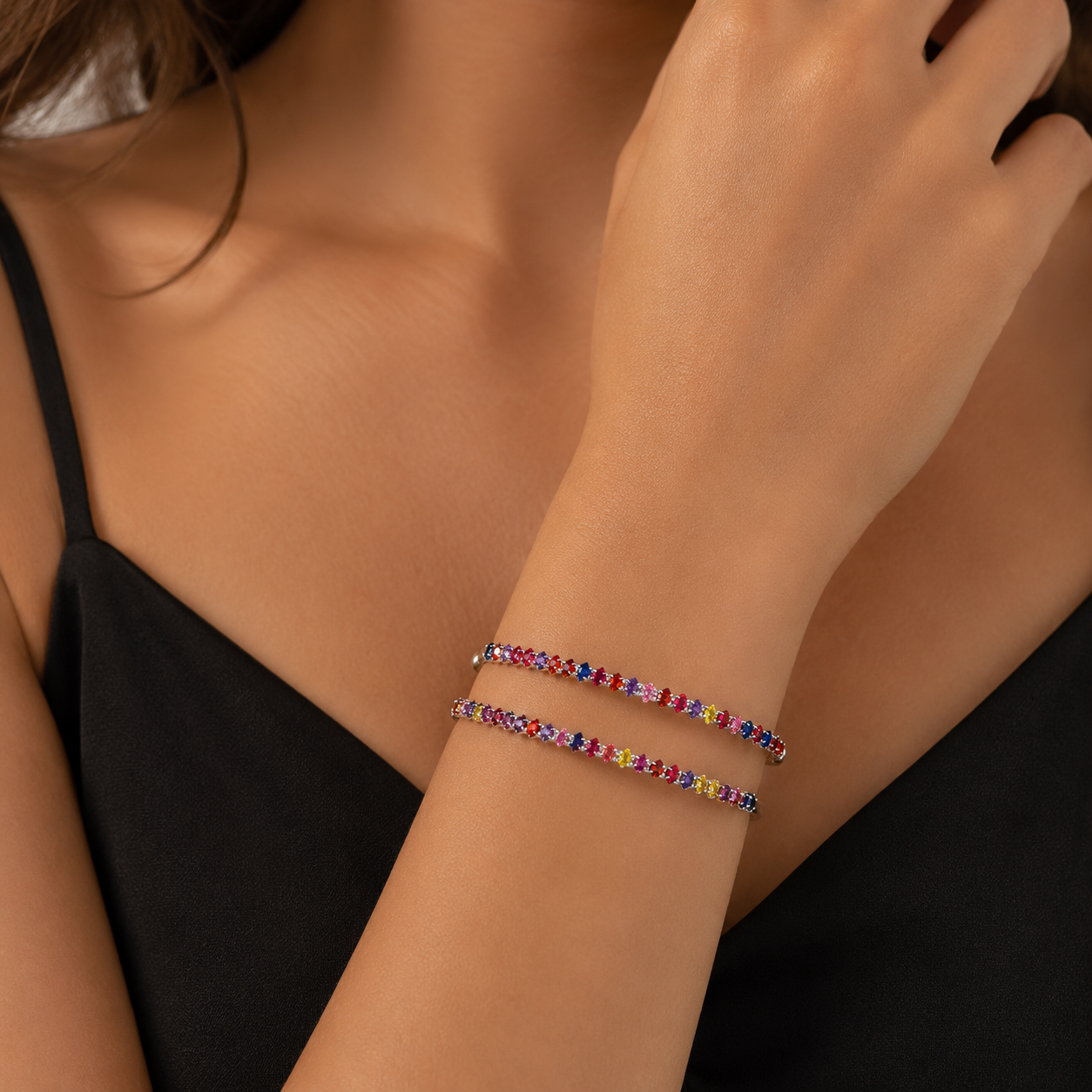 Double-Band Rainbow Gem Bracelet šāØ