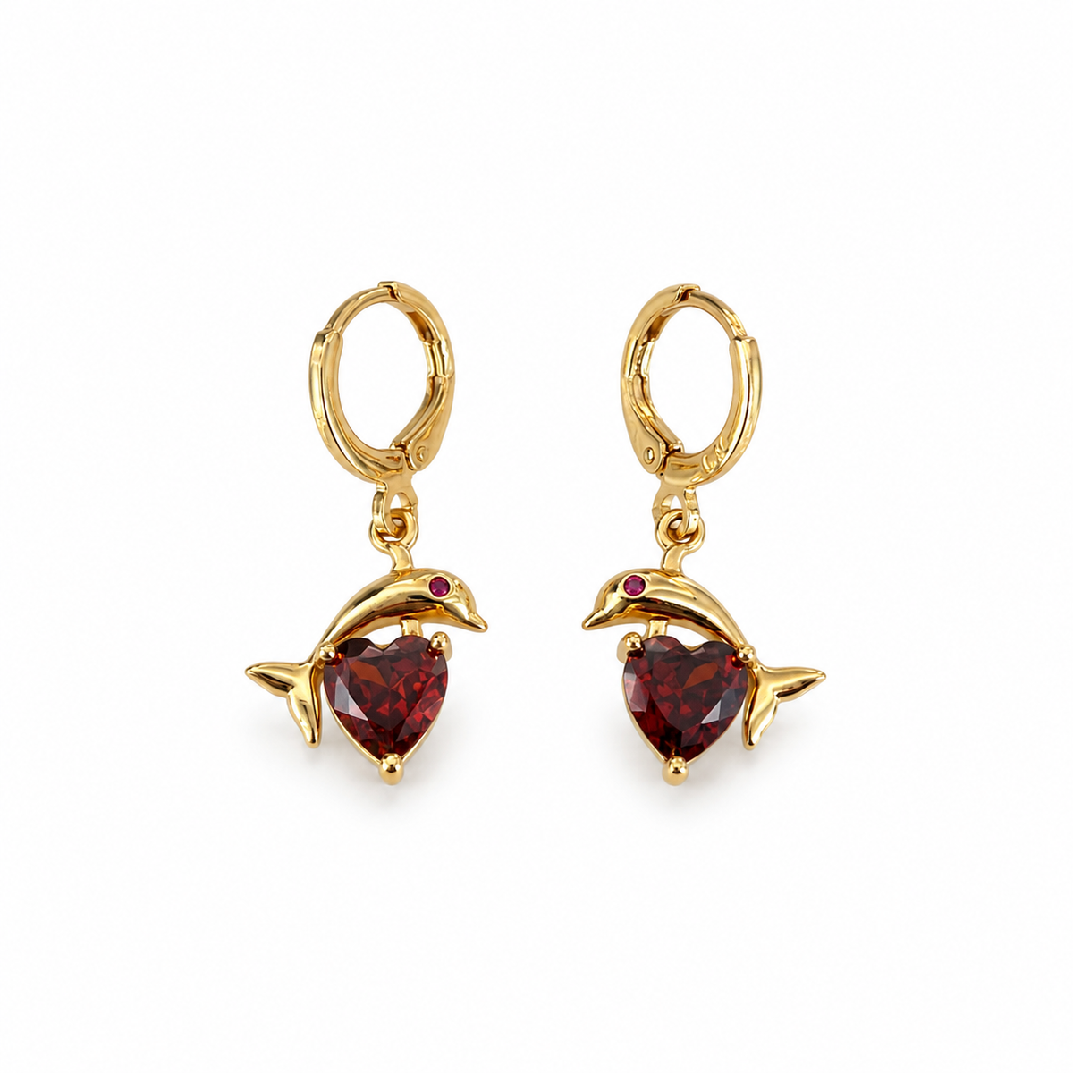 Dolphin Heart Drop Earrings | Poshewix – view 3