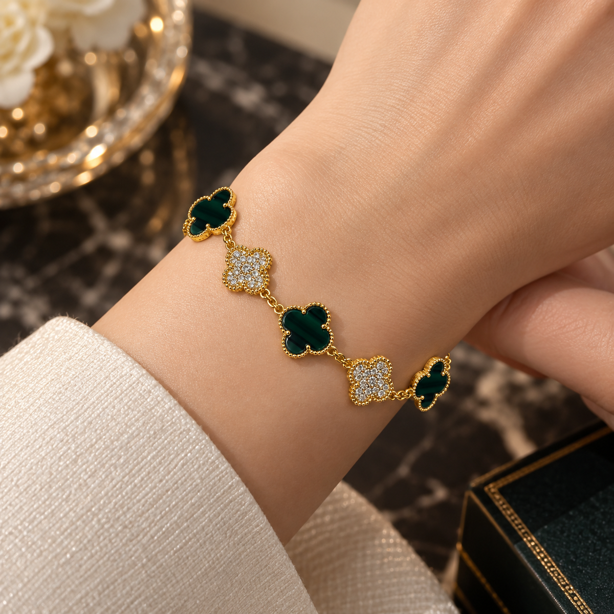 Colorful with stone Clover bracelet