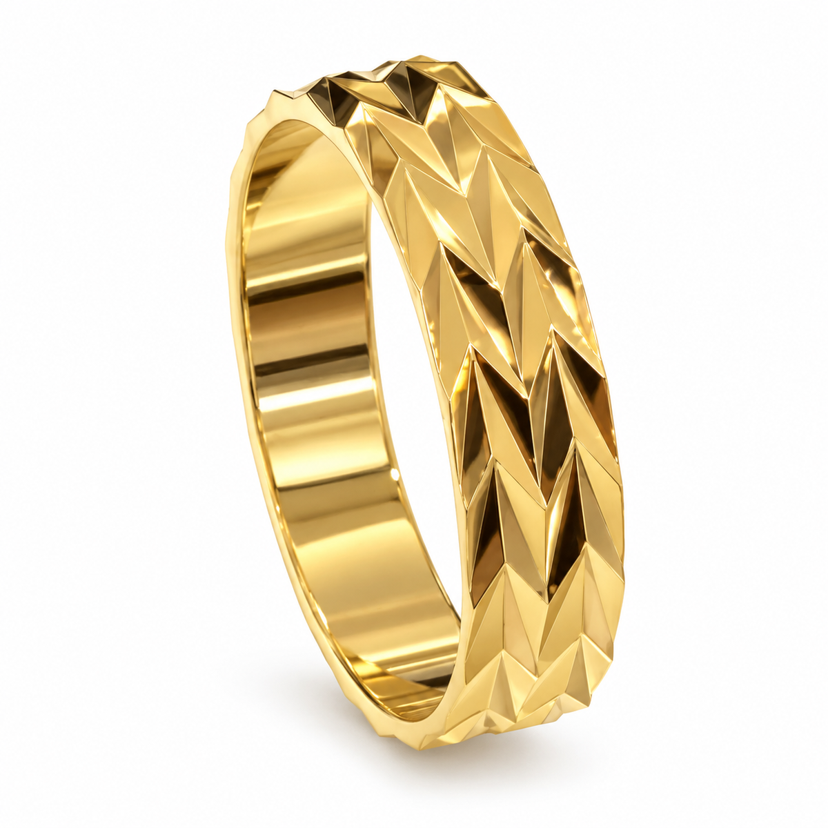 Wedding ring Diamond Texture Band Ring – Gold & Silver