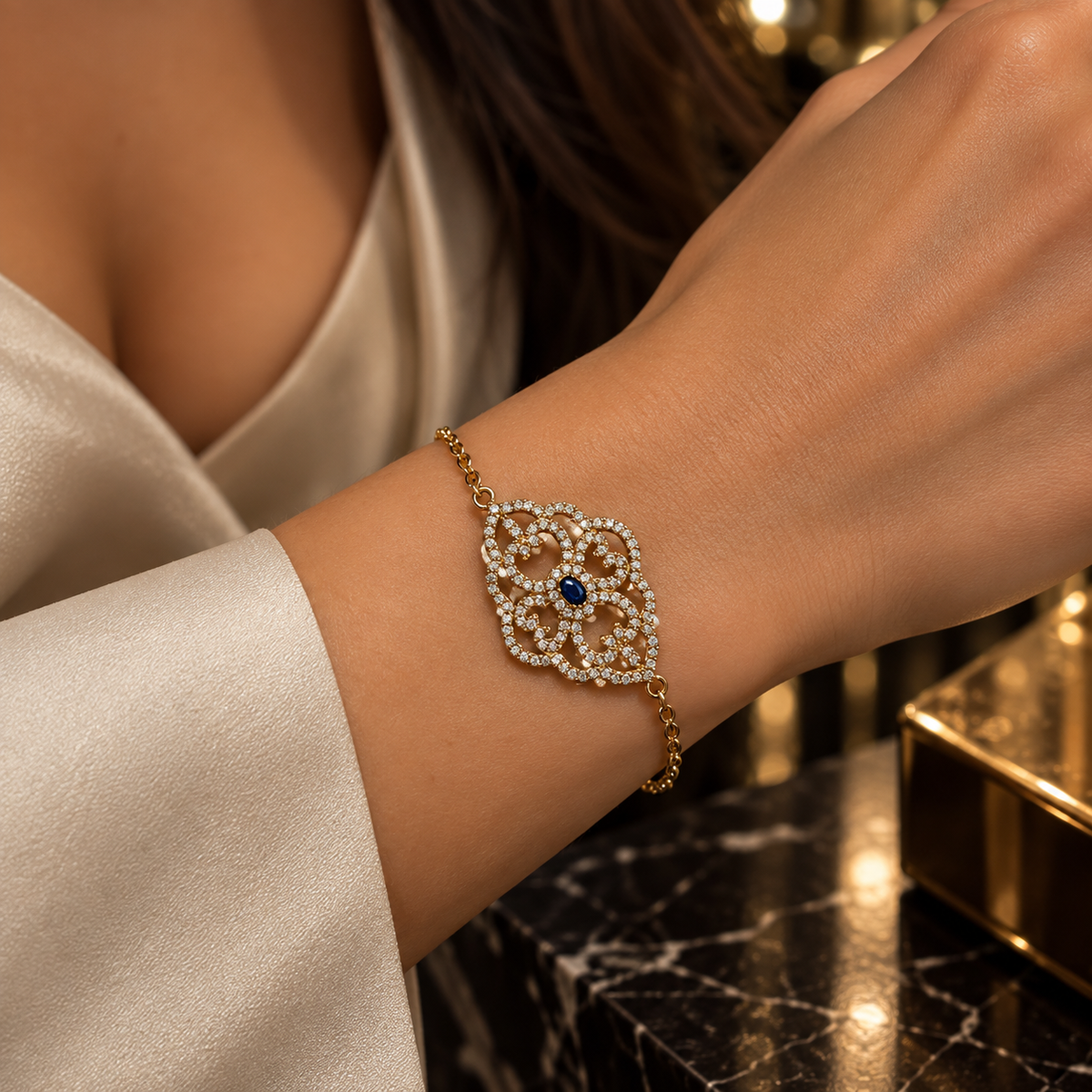 Golden Filigree Bloom Bracelet