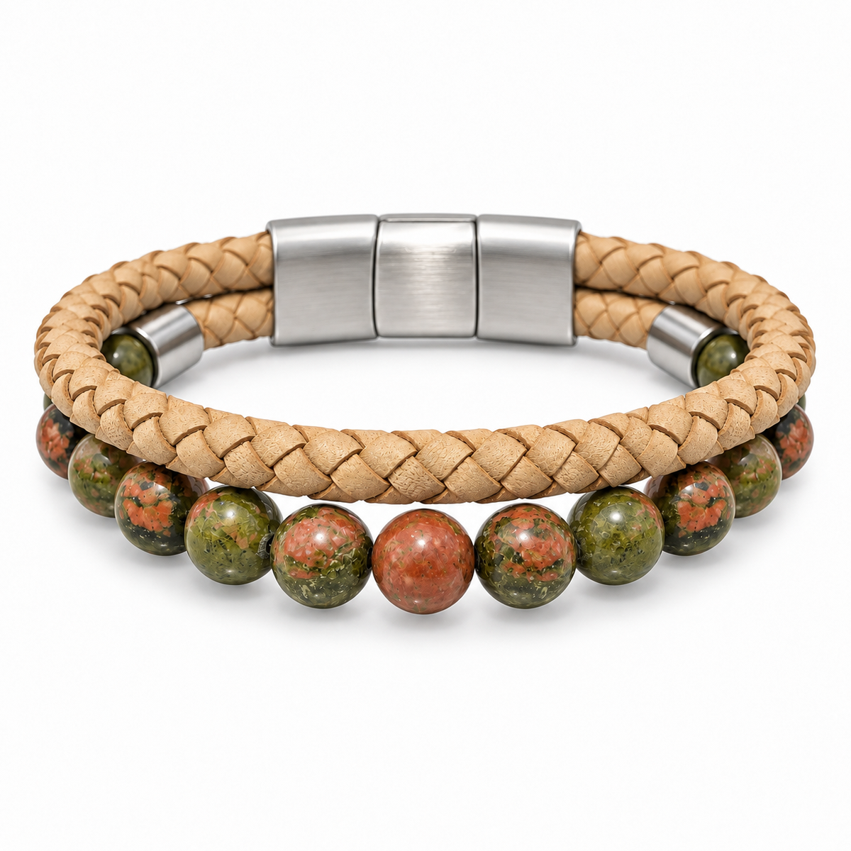 Earthstone Beige Wrap Bracelet – Natural Strength Meets Style 💫(19cm+2cm extra lock)