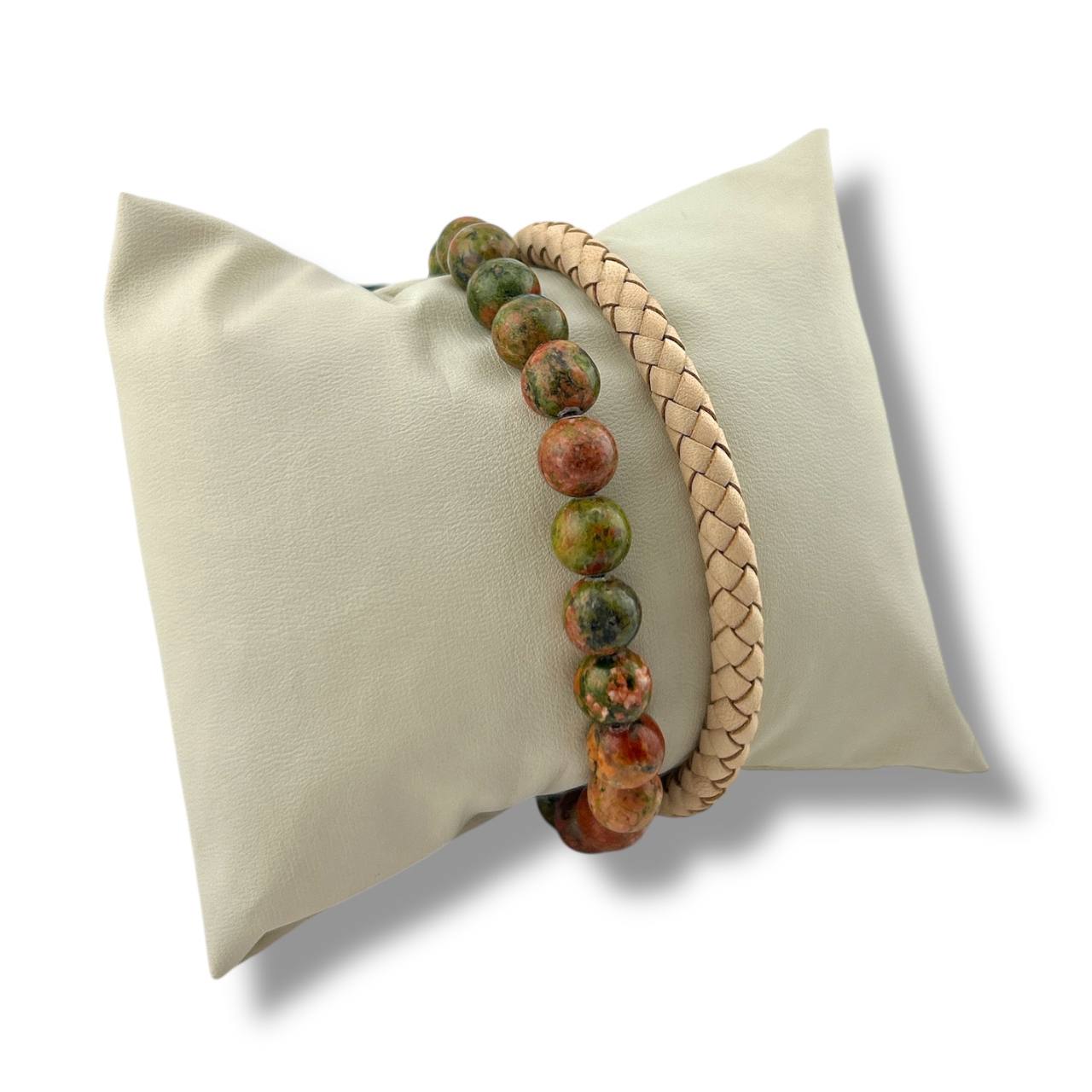 🌍 Earthstone Beige Wrap Bracelet – Natural Strength Meets Style 💫