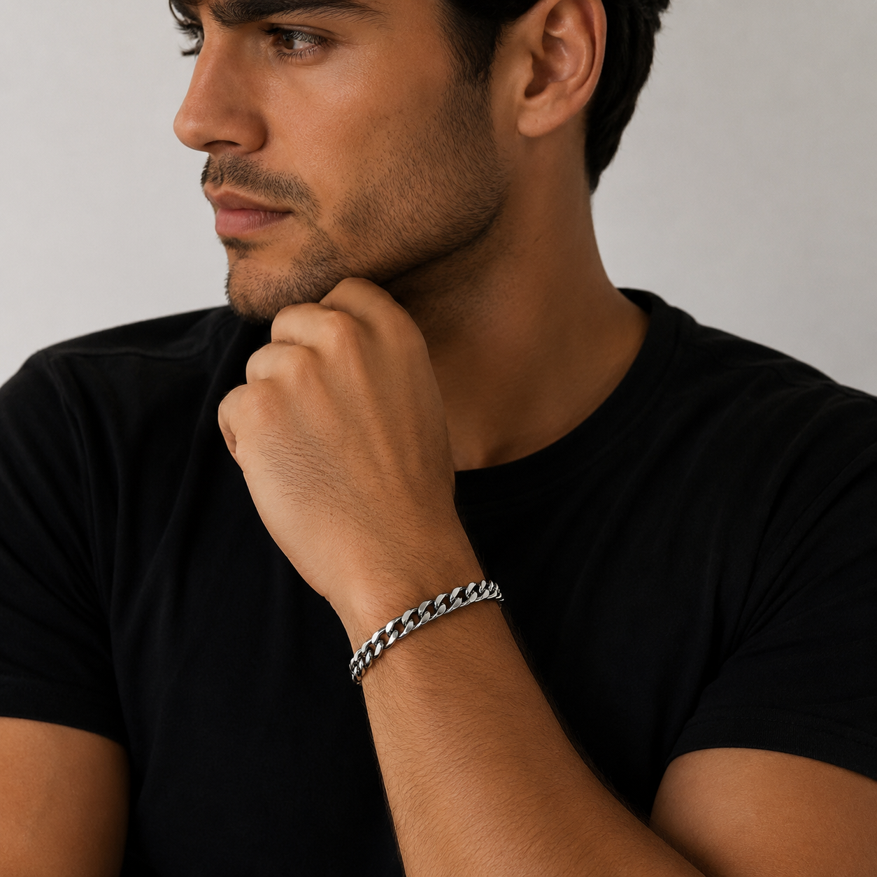 Silver color Cuban Link Bracelet