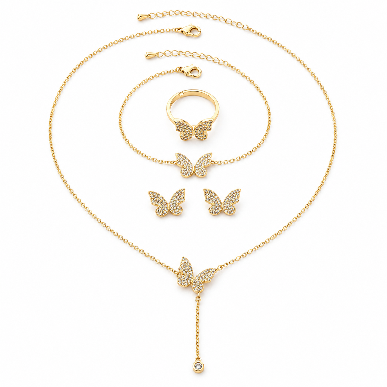 Crystal Butterfly Jewelry Set