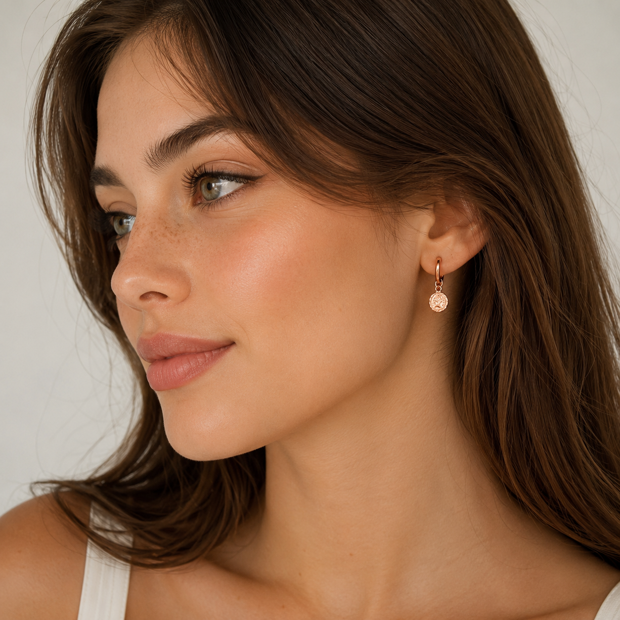 RoseGold Coin Hoop Earrings