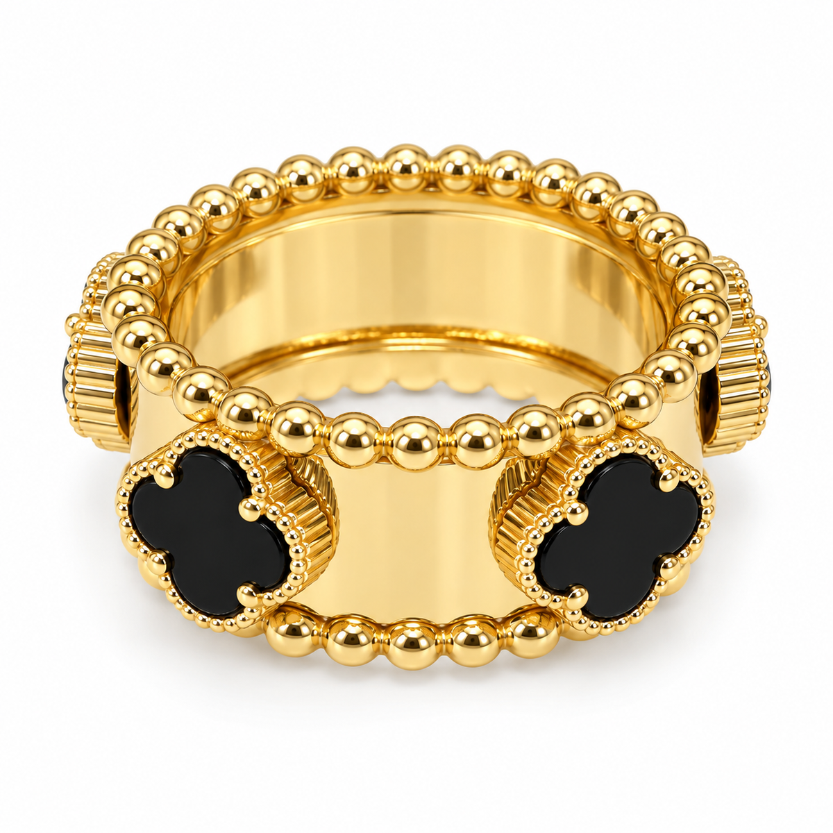 Bloom clover Beaded Band Ring