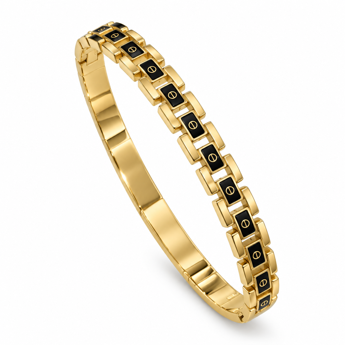 Black Enamel Link Bangle