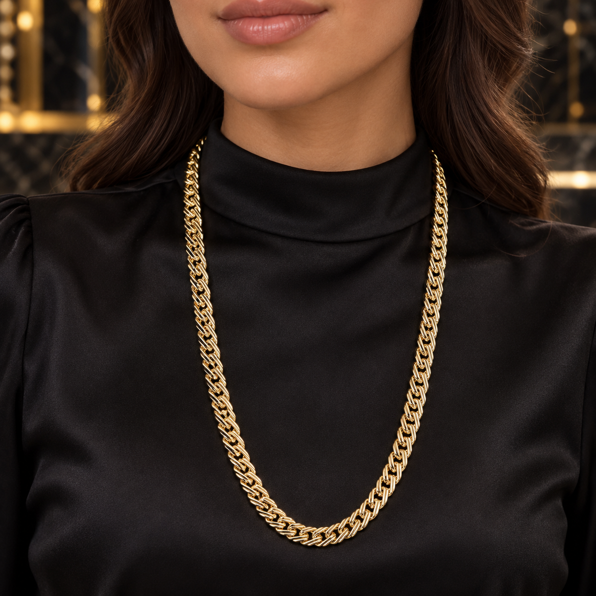 Sleek doubled Cuban Link Chain Necklace