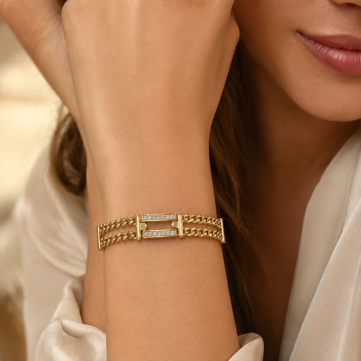 Double Chain Crystal Bracelet